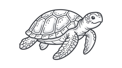 Corporate of a Gray Sea Turtle with Detailed Shell and Flippers in Minimalist Line Art Style with high quality professional line art symbols for modern creative design and digital branding projects © nuaima