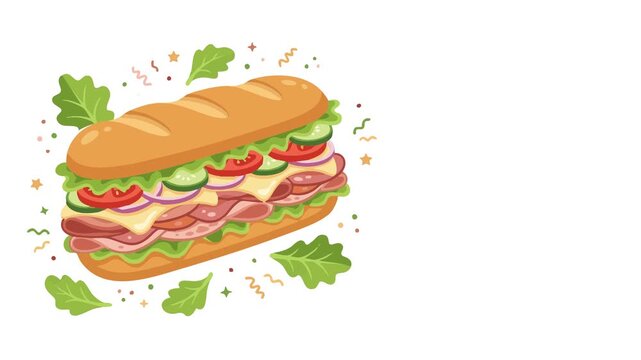 Sandwich Celebration Still Graphic Video on Plain White Background