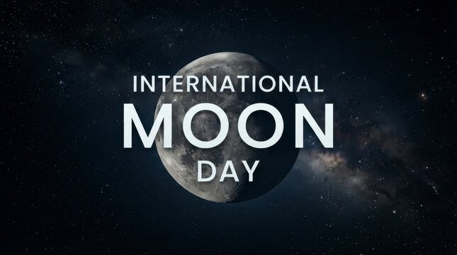 International moon day logo with moon graphic