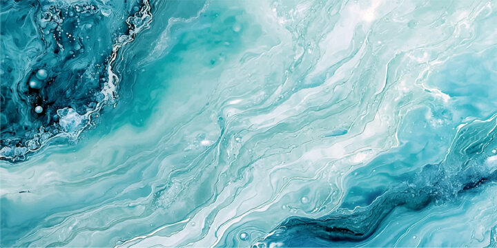 Abstract Ocean Currents flowing with ethereal beauty. This vibrant, fluid artwork evokes the mesmerizing patterns and dynamic movement of deep ocean currents, with swirls of turquoise, white.