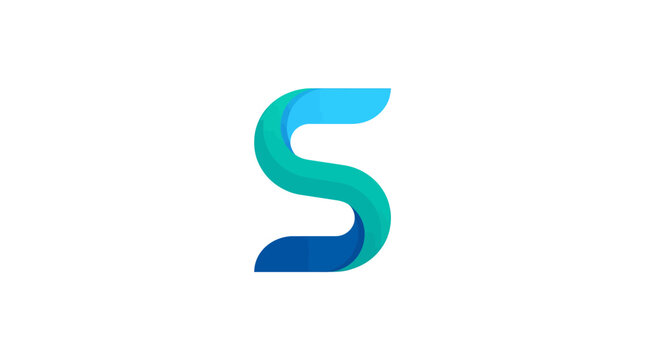 Modern abstract letter S logo with vibrant blue and teal gradient ribbon design isolated on white background
