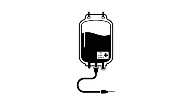 Medical Infusion Bag with Saline Solution and Needle Icon