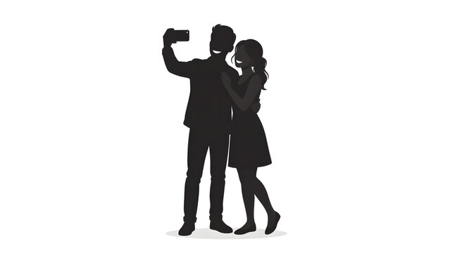 Pasangan muda selfie dengan gembira