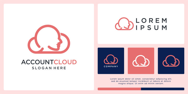 Account cloud logo design with head