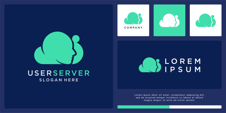 User server logo design with head people and cloud