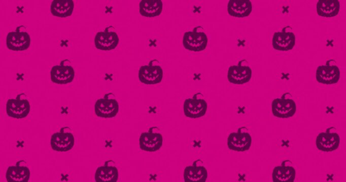 Halloween pumpkin Hand-Drawn Pattern pink background