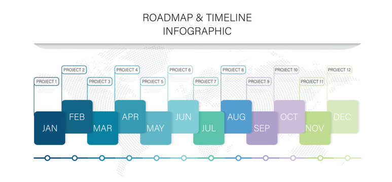 Infographic template for business. 12 Months modern Timeline diagram calendar, Infographic template for business. 