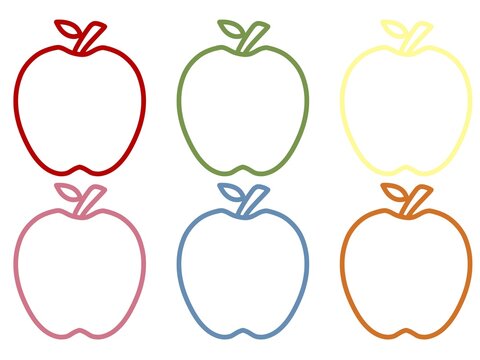 Colorful linear apple outlines vector icon set