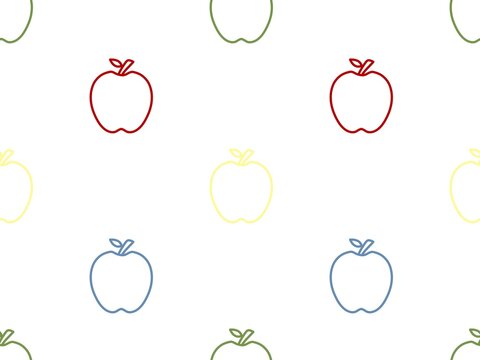 Minimalist colorful line art apple seamless pattern