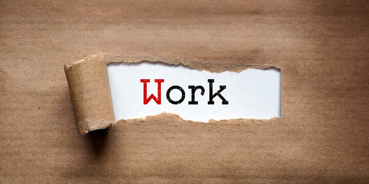 Work - torn strip of brown kraft paper