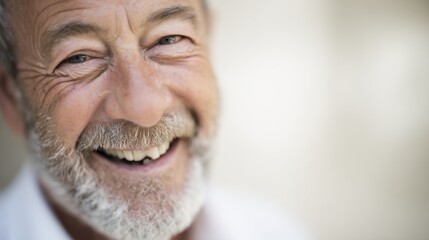 Fototapeta premium Smiling man stands outdoors in a casual setting with natural light during a sunny day