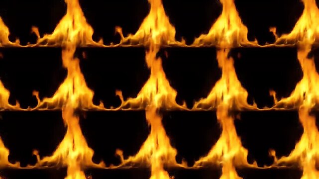 A repeating pattern of orange flames against a black background.