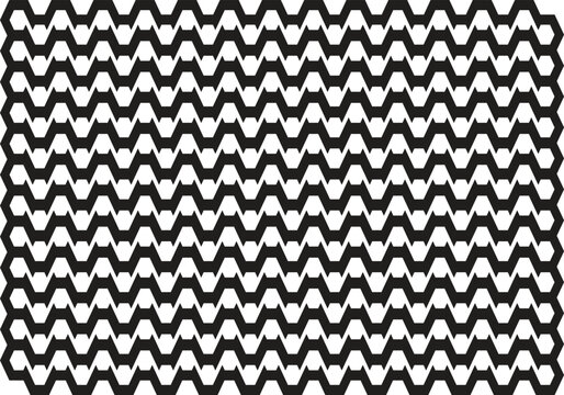 Black and White Chevron Hexagon Wave Pattern Seamless Geometric Background