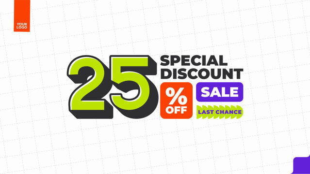 25 Percent Discount Sale Promotion Typography Design Template