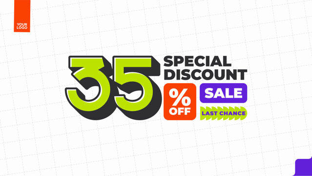35 Percent Discount Sale Promotion Typography Design Template