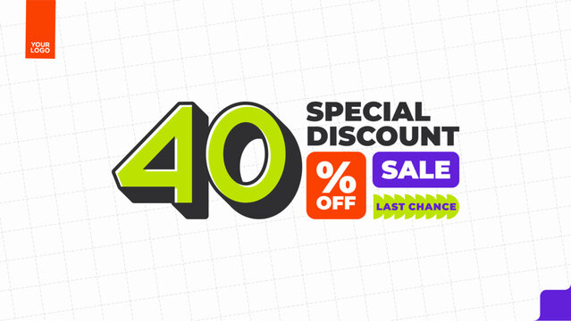 40 Percent Discount Sale Promotion Typography Design Template