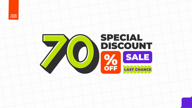 70 Percent Discount Sale Promotion Typography Design Template