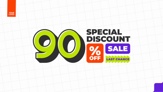 90 Percent Discount Sale Promotion Typography Design Template