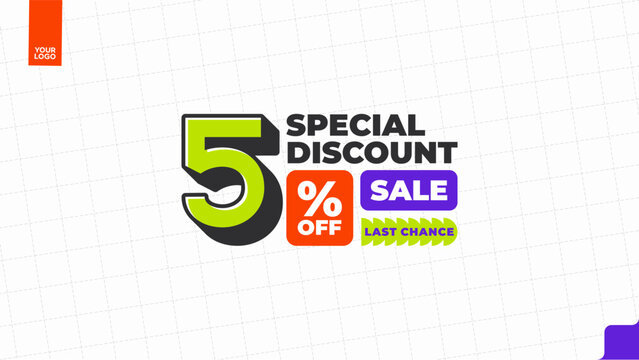 5 Percent Discount Sale Promotion Typography Design Template