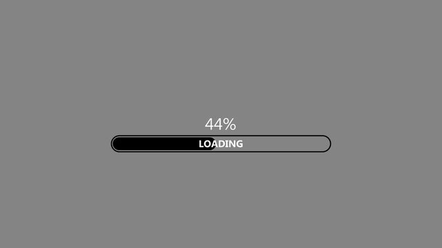 Minimal black loading progress bar animation with percentage on grey background, premium clean interface digital upload download processing transition symbol.4K Animation Stock Video,