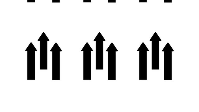 Minimal black multiple groups of arrows scrolling bottom to top on white background, premium clean upward moving pointer success loop animation asset.Animation on a Stock Video,