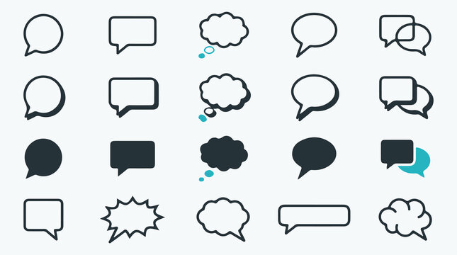 Speech Bubble and Thought Cloud Icon Set