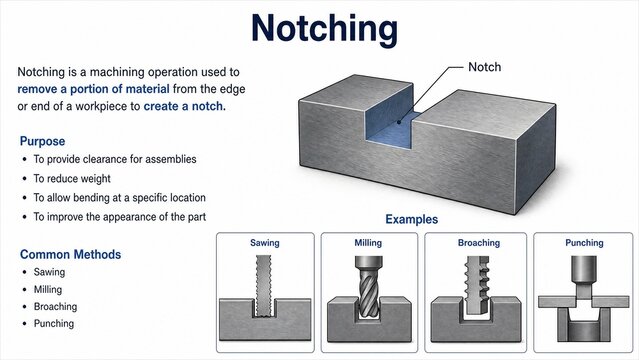 Industrial Notching Machining Operation Technical Infographic and Process Guide