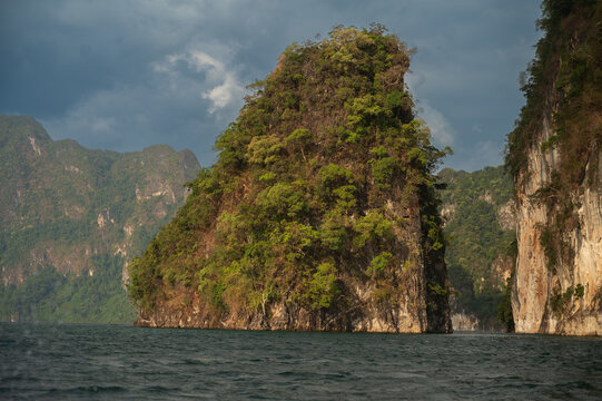 Limestone island on Cheow Lan Lake in Khao Sok National Park