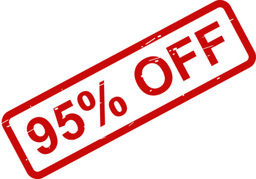 Red discount stamp ninety five percent off Vector, illustration