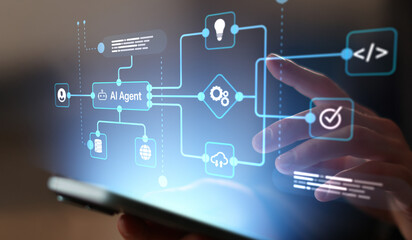 Fototapeta premium AI Artificial Intelligence Agent Platform for Business Automation and Workflow Optimization
