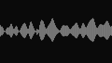 White audio sound wave equalizer pattern on a black background representing digital music and...