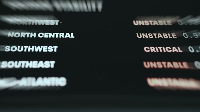 Monitoring dashboard showing Voltage Stability data for multiple regional power grids