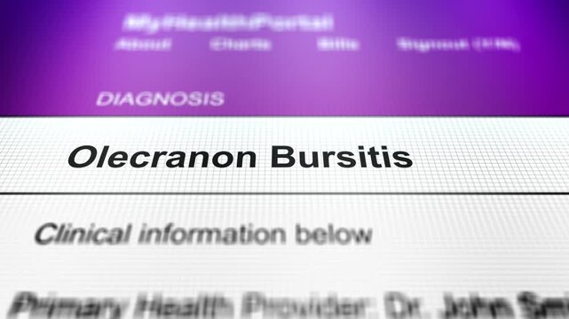 Generic Health Portal with Elbow Health Problem Diagnosis - Olecranon Bursitis