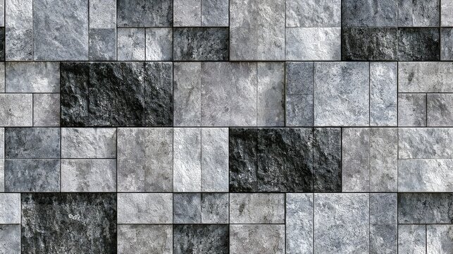 Natural grey stone tile texture, seamless granite paving blocks background, architectural limestone floor pattern for exterior design Stock Illustration