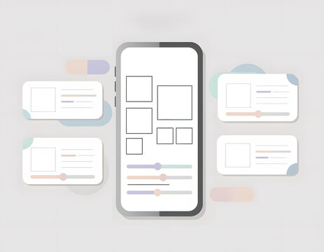 Plantilla de interfaz de usuario para app m&oacute;vil mockup sin texto