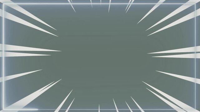 Graphic background featuring a central rectangular frame surrounded by converging white speed lines on a dark gray backdrop, providing an ideal layout for dynamic comic book style presentation.