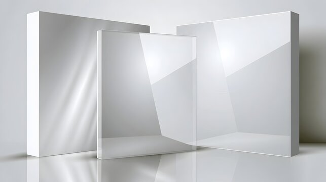 Realistic white background shiny glossy glass panel with light glare reflective surface effect overlay, shiny white background plastic panel, clear plastic sheets with reflection on white background