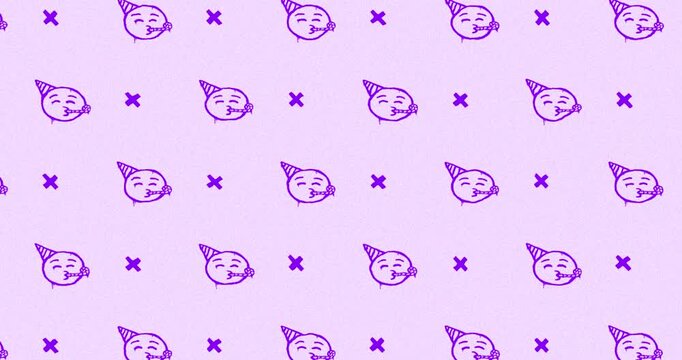 emoji face birthday party Hand-Drawn Pattern light purple background