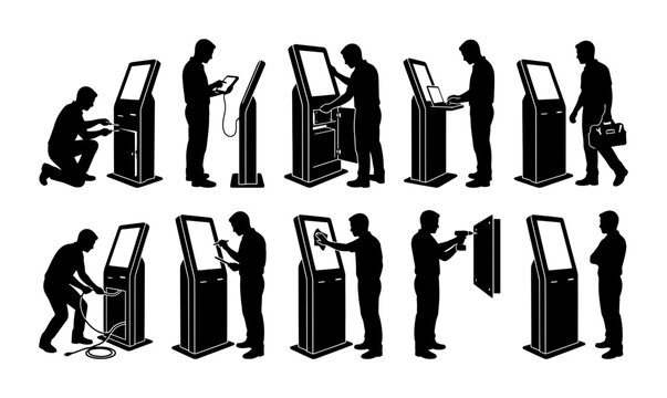 Technical Support Specialist Silhouette Set Featuring Maintenance and Operation of Information Kiosks