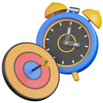 3D render  Time Management and Goal ,objectif time setting  Icon 