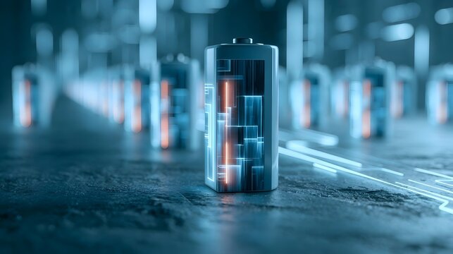 Technology battery high power electric energy, Battery to electric cars and mobile devices with clean electric, Green renewable energy battery storage future, Technology digital abstract background.