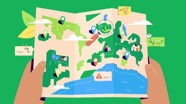 Interactive Digital City Map with Smart Navigation and Location Services Animation