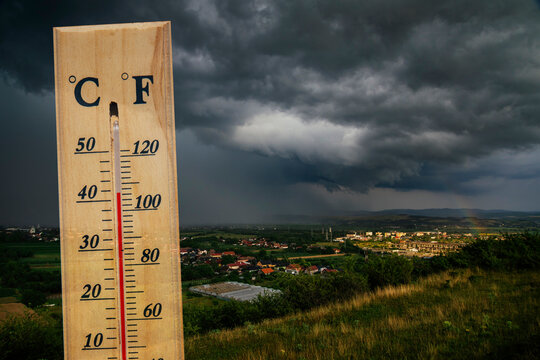 Heat wave and storm. Global warming and climate change concept.
