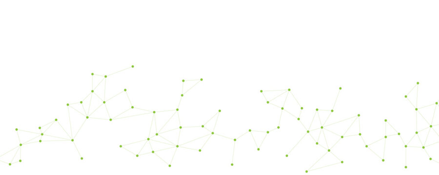 Abstract Green Digital Network Background with Connected Nodes Communication Technology and Data Connection