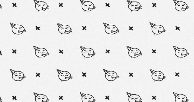 emoji face birthday party Hand-Drawn Pattern gray background