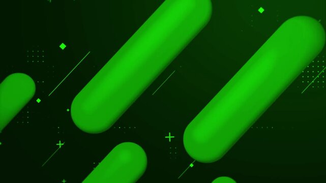 Glowing green capsules on dark background with neon lights