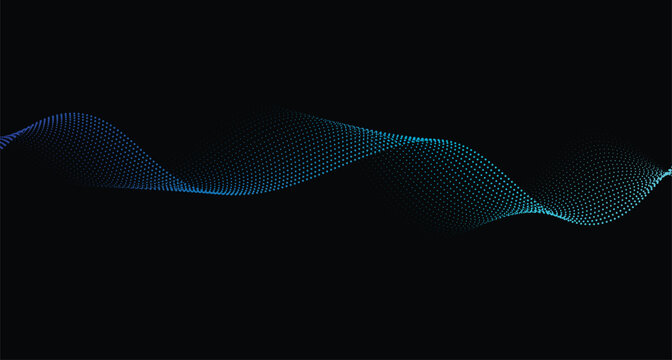 Flowing Colorful Dot Particles Wave with Spectrum Light Gradient on Black Background
