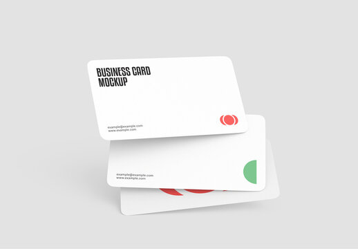 Stacked Rounded Business Card Mockup