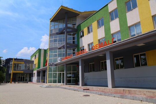 TIRANA, ALBANIA - JULY 12, 2025: Ismail Qemali High School (Albanian name: Gjimnazi Ismail Qemali) in Tirana, Albania.