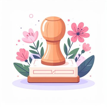 Pink roses in vase with gift box on wooden table.